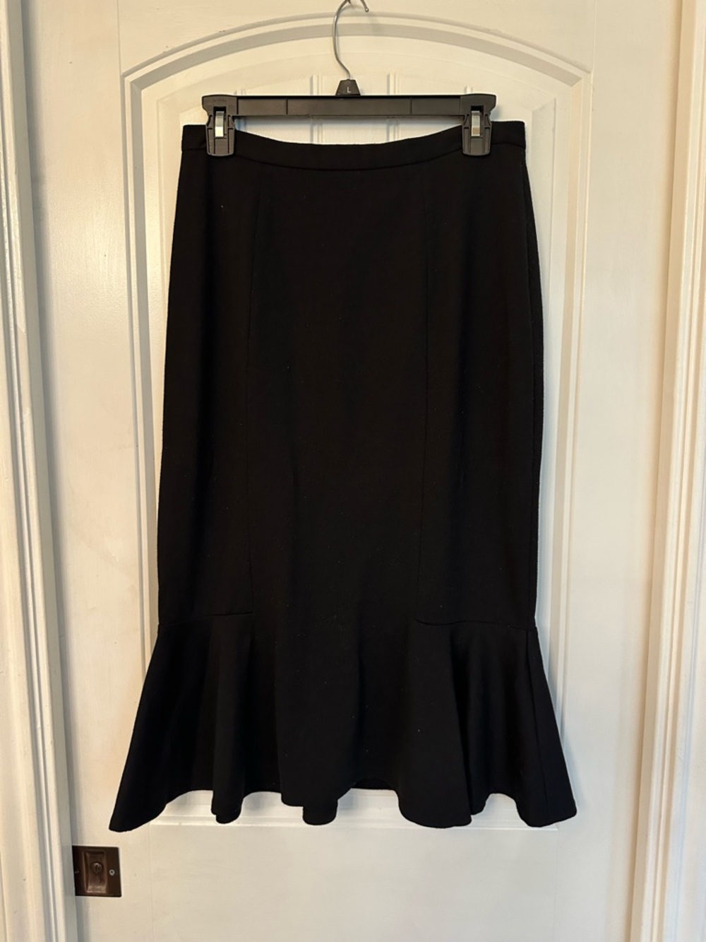 Classic Black Midi Skirt with Flounce Hem